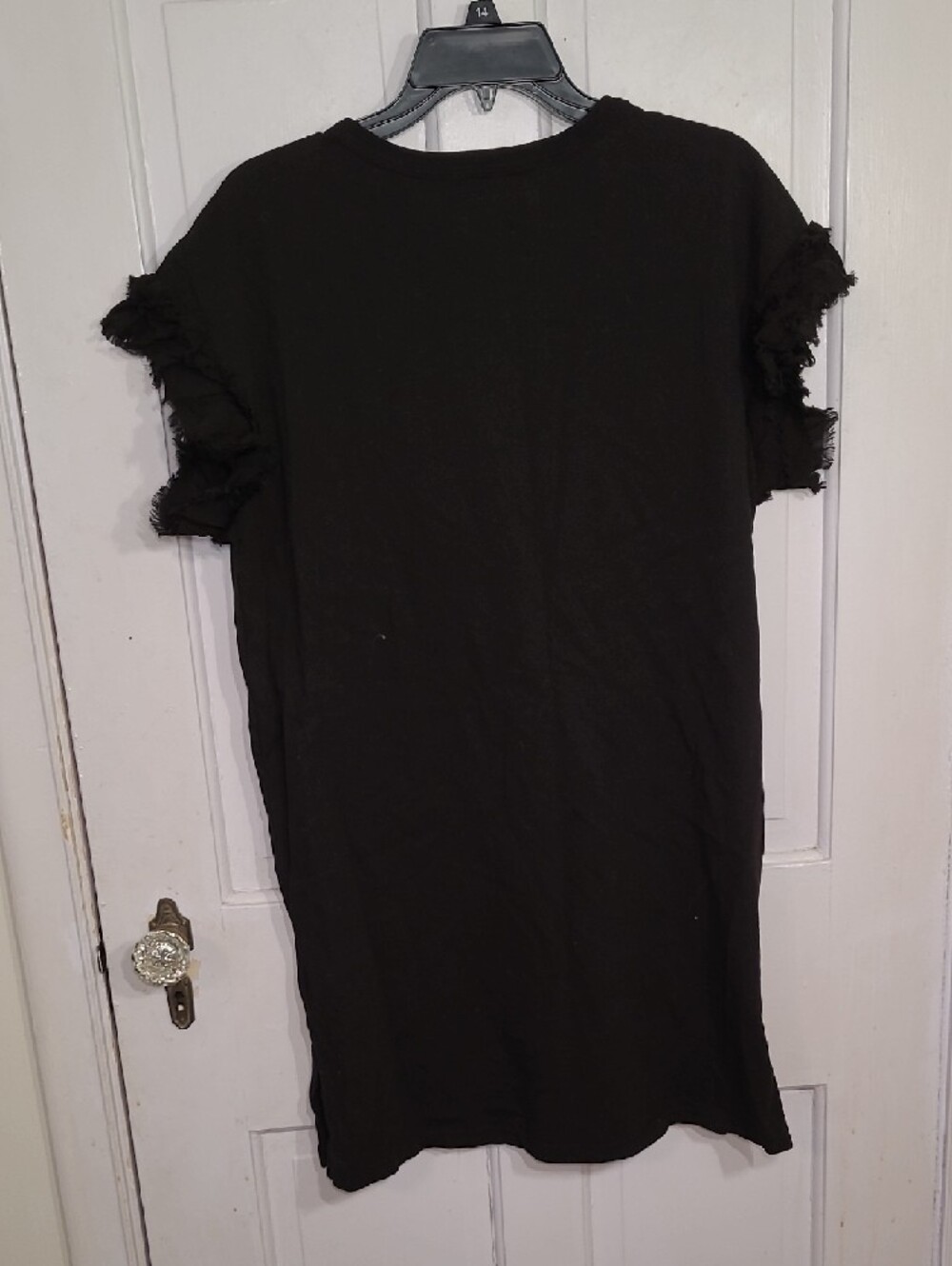 Current Elliott Black Frayed Sleeve Tee Dress Size 1 - Picture 5 of 5